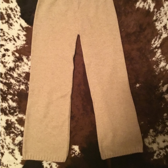 Entro Beige Stretch Knit Pant with Ribbed Bottom - Picture 3 of 6